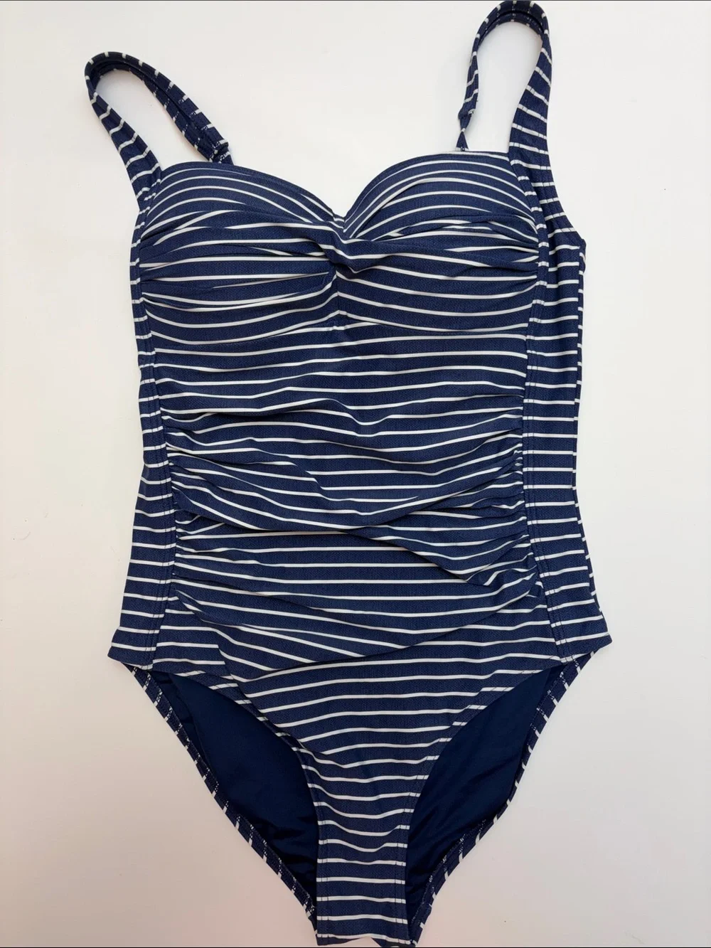 Niptuck Swim Blue White Striped One Piece Swimsuit Multi Fit Cup Tummy Control